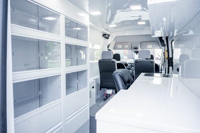 Mobile Outreach Unit floor to ceiling cabinetry