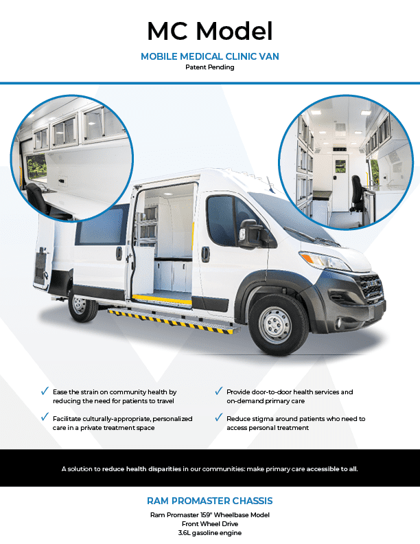 front page of AVAN Mobility medical clinic van brochure